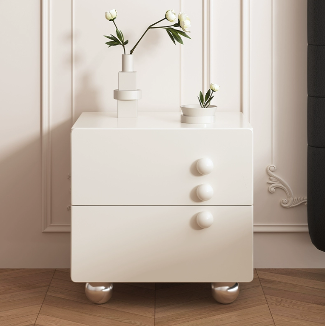 床頭櫃 意式奶油風床頭櫃簡約現代創意床邊櫃小型臥室皮質收納儲物櫃