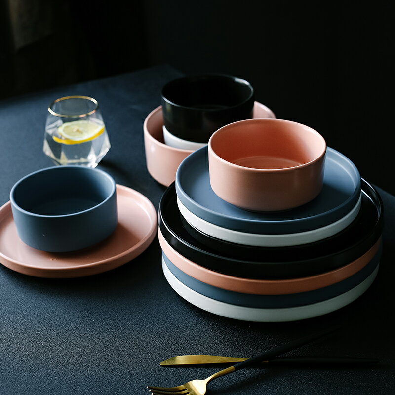 北歐餐具牛排盤米飯碗湯面碗創意網紅西餐盤家用陶瓷水果碗沙拉盤