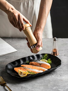 魚盤蒸魚盤家用新款輕奢盤子高級感魚盤創意盤子烤箱可用魚盤菜盤
