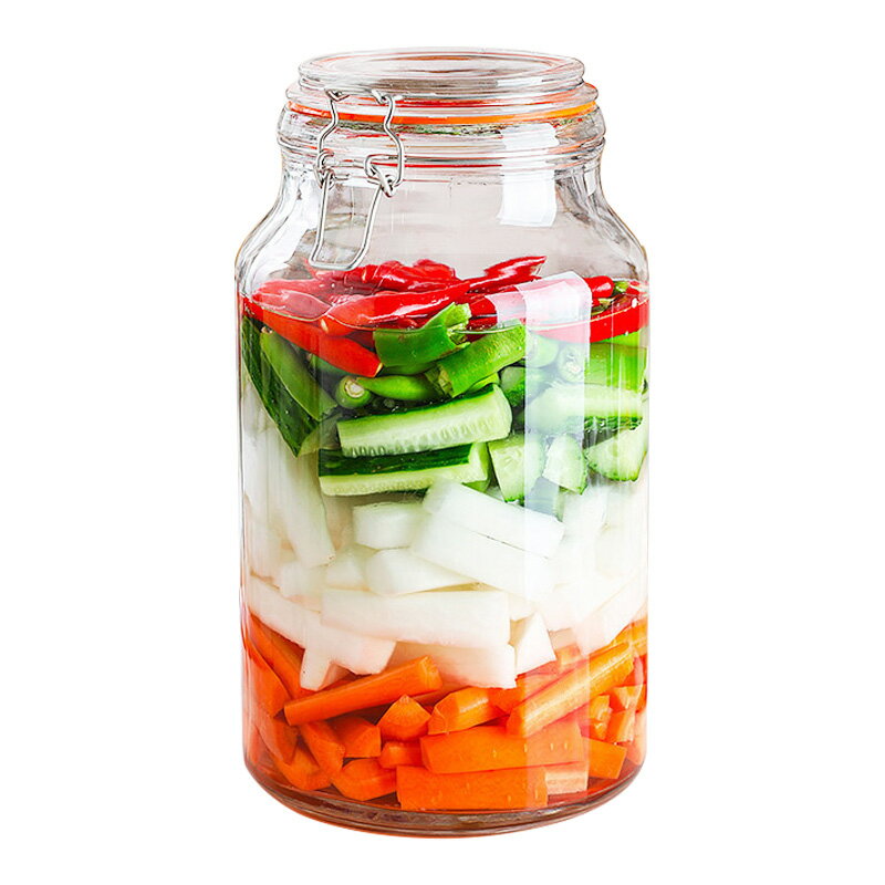泡菜壇子玻璃密封罐家用辣白菜四川泡菜廣口玻璃缸加厚大號酸菜壇