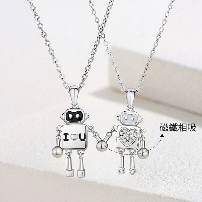 【巴黎精品】現貨+預購 頂級925純銀項鍊鎖骨鏈情人節禮物情侶對鍊配件-浪漫機器人情侶項鍊2款a1kp51