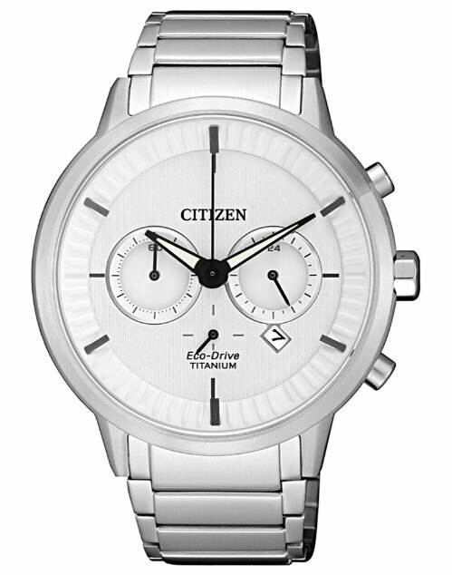 CITIZEN星辰 CA4400-88A 簡約光動能鈦金屬計時腕錶 銀+白面 42mm