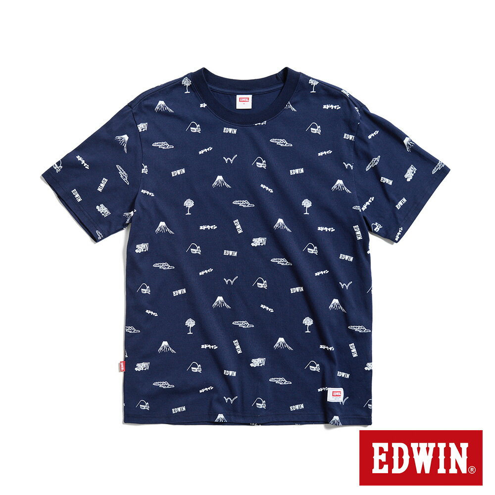 EDWIN 男款 滿版LOGO印花短袖T恤 (丈青色)