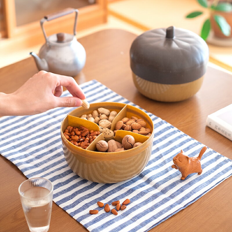 乾果收納盒客廳家用茶幾點心糖果零食水果瓜子創意堅果帶蓋分格盤