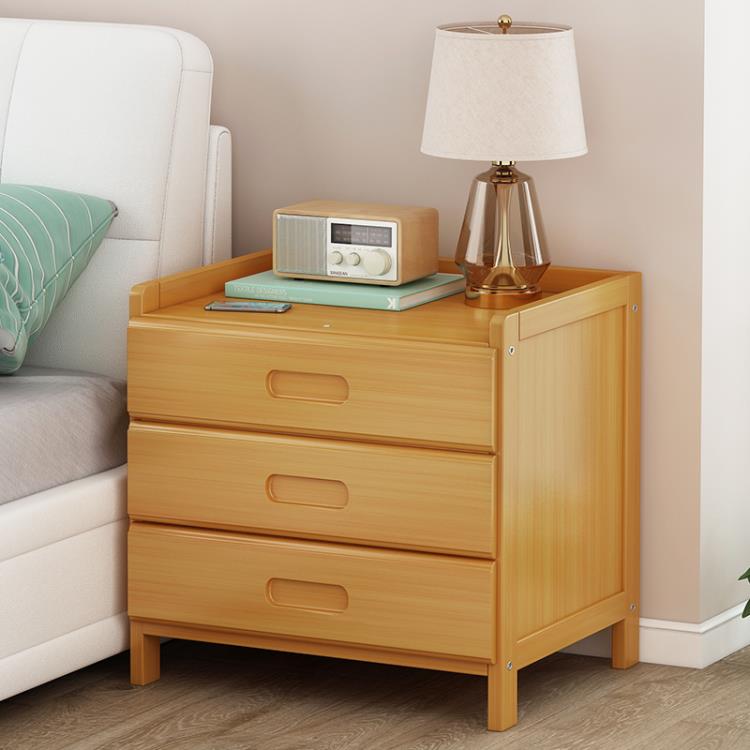 床頭櫃現代簡約小型尺寸臥室收納儲物實木簡易款床邊窄櫃子置物架 全館免運