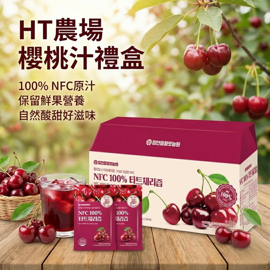 【KKM營養屋】免運  韓國 HT農場 NFC原汁100%紅石榴汁/酸櫻桃汁 禮盒 70mlx30入