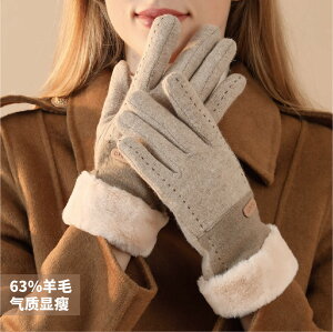 冬季女士羊毛保暖手套高檔觸屏騎行手套加厚防寒韓版戶外加絨手套