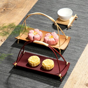 手工竹製提手水果籃茶點盤點心托 客廳家用 茶道中式古風創意提籃