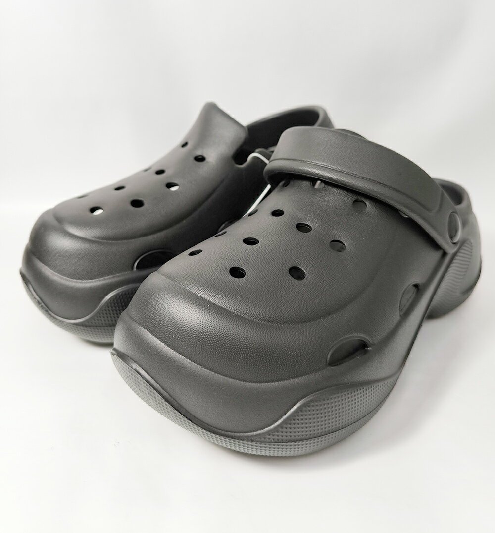 送蛙鏡 全黑 厚底 高跟 洞洞鞋 厚底涼鞋 增高 夏日必穿 類 CROCS 布希鞋【陽光樂活】