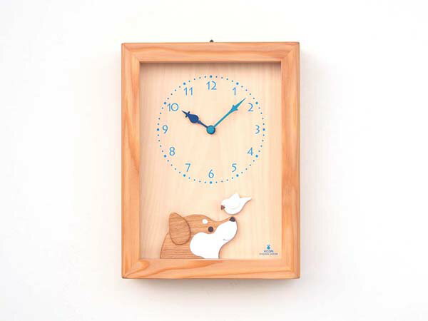 日本代購 空運 KICORI 日本製 柴犬與白文鳥 時鐘 搖擺鐘 掛鐘 壁鐘 掛置兩用 木製 木頭 手工 工藝 雜貨