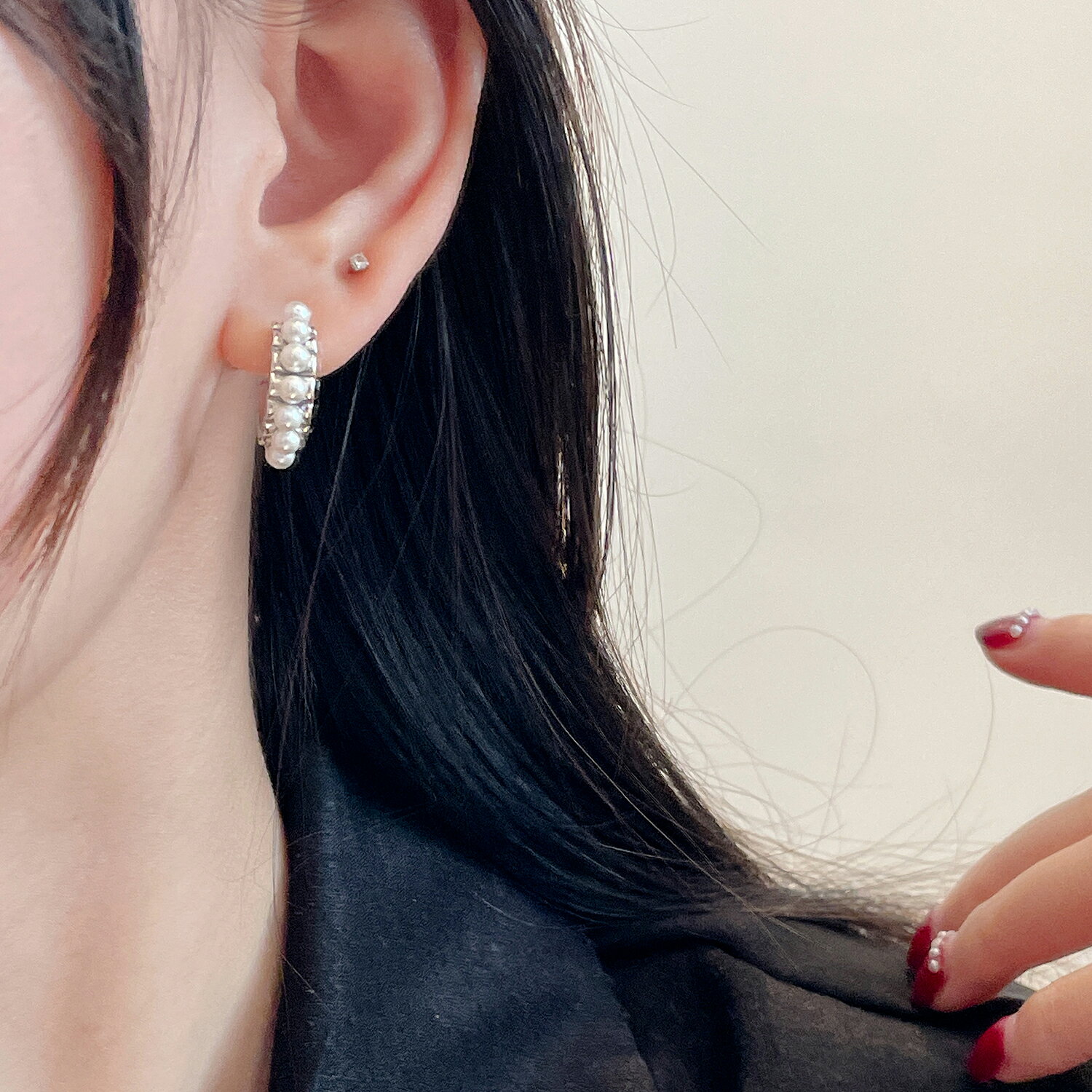 小寶s925純銀獨特設計珍珠耳釘女耳環小眾設計感高級輕奢氣質個性