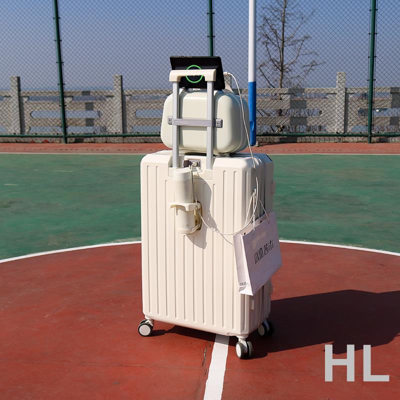 2023新款多功能充電行李箱女24寸拉桿旅行箱男結實密碼箱皮箱子26