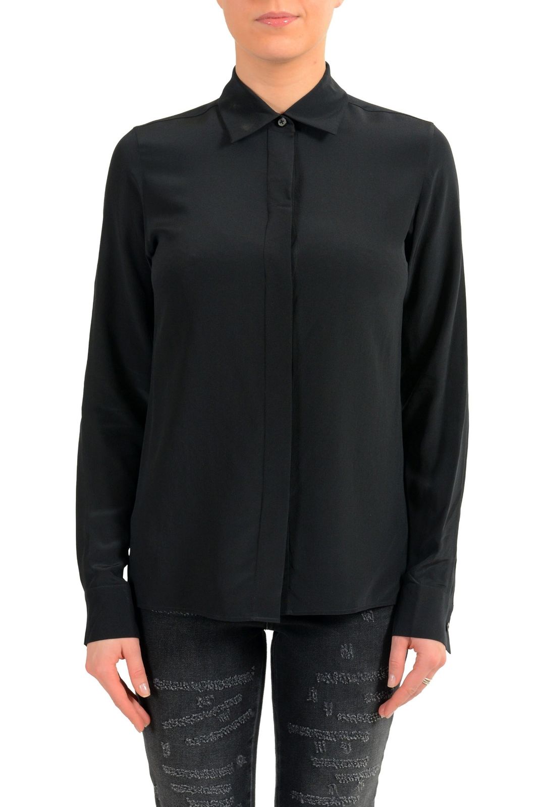 Maison Margiela 4 Women's 100% Silk Black Button Up Blouse Top sold by ONE MODA | Rakuten.com/shop/