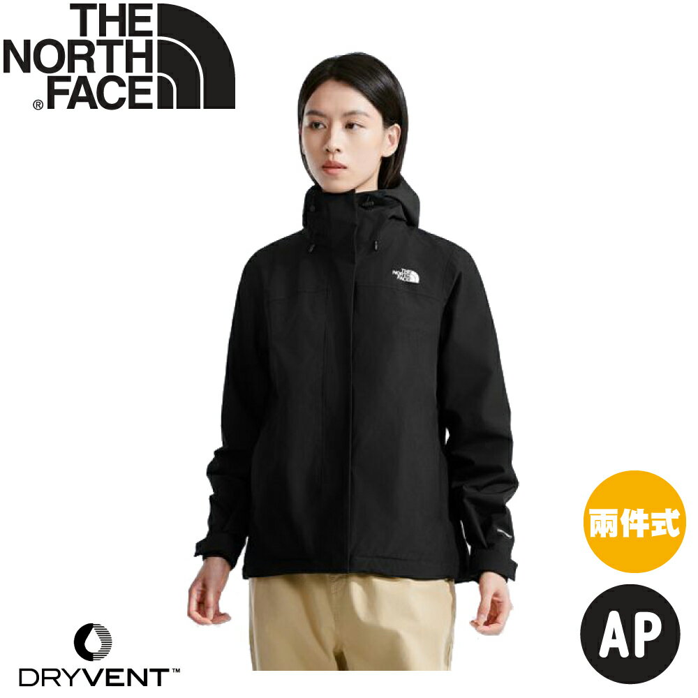 【The North Face 女 DV兩件式防水透氣刷毛保暖外套 AP《黑》】8CK3/登山/衝鋒衣/風衣