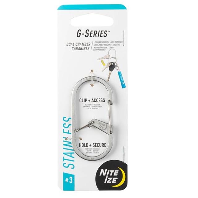 NITE IZE G-Series Dual Chamber Carabiner 不鏽鋼G型扣#3 GS3-11-R6 銀色