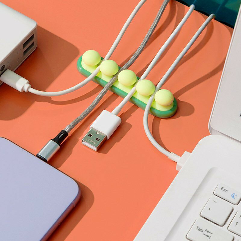 臺灣現貨！豌豆矽膠理線器 桌面矽膠理線器 充電線固定器 自粘繞線器 數據線固定夾 牆面走線器｜丹丹悅生活