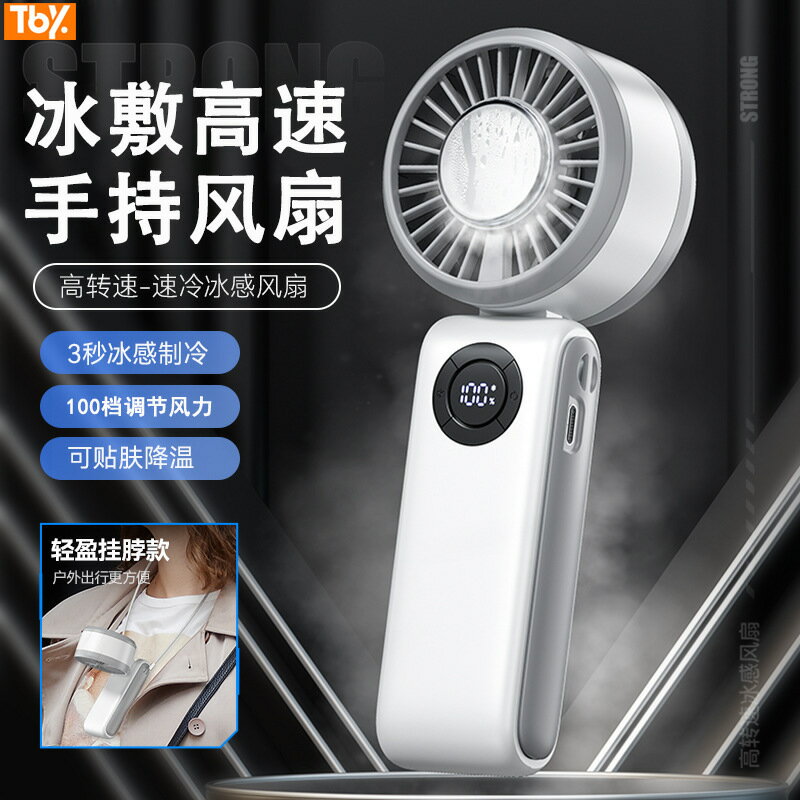 新款冰敷高速風扇便攜式掛脖數顯折疊風扇半導體製冷手持風扇【尚宜家居】