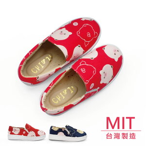童款手車豬豬花布軟Q懶人鞋 [893] 藍 紅 MIT台灣製造【巷子屋】
