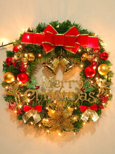 聖誕花環40/50/60cm聖誕樹節裝飾品禮物創意擺件掛飾場景布置門掛【繁星小鎮】