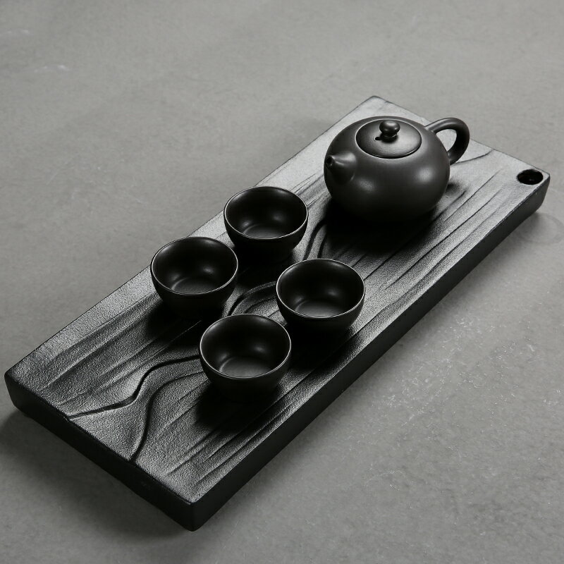 傳藝窯日式功夫茶具套裝整套茶壺干泡臺陶瓷黑陶4杯茶盤辦公家用