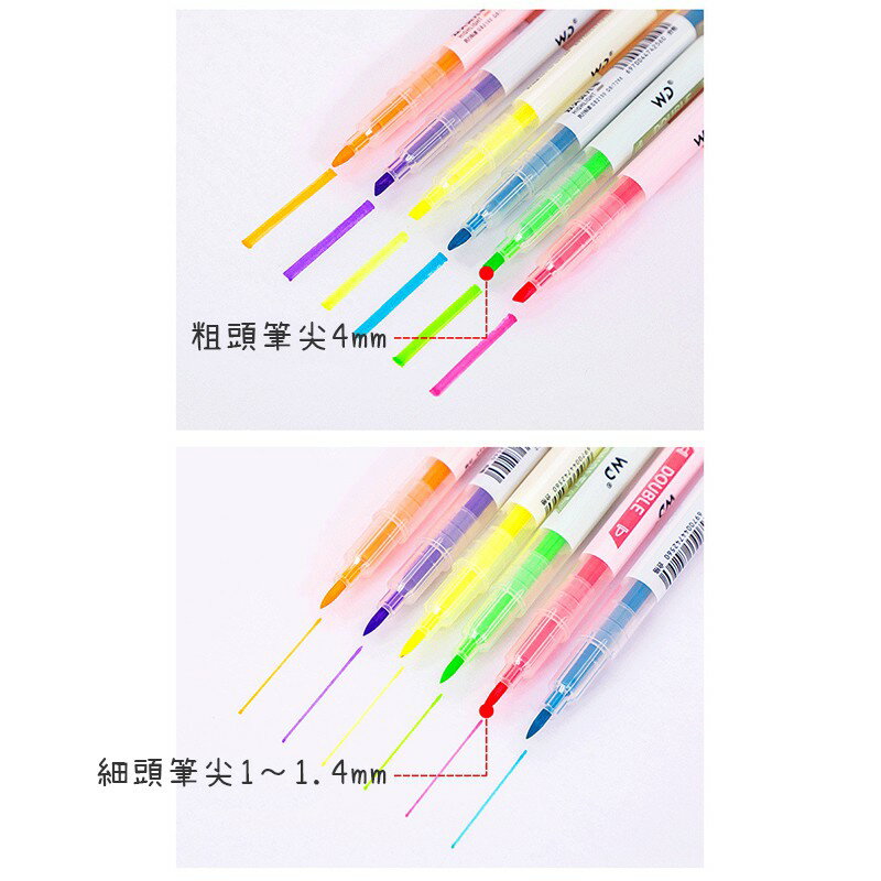 雙頭螢光筆【E018】台灣出貨 居家  螢光筆 雙頭 記號筆 畫重點 文具 魔術螢光筆 糖果色筆 筆 禮品贈品 3