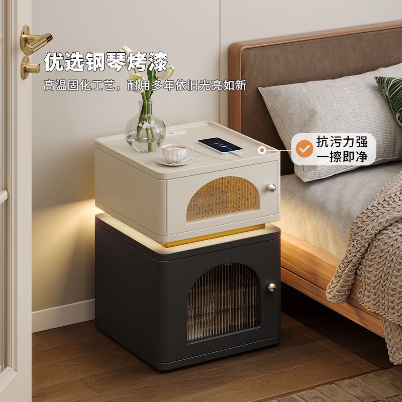 床頭櫃 臥室收納 儲物櫃 邊櫃 現代簡約床頭櫃子家用臥室床頭收納櫃輕奢高級感小型床邊櫃置物架 2