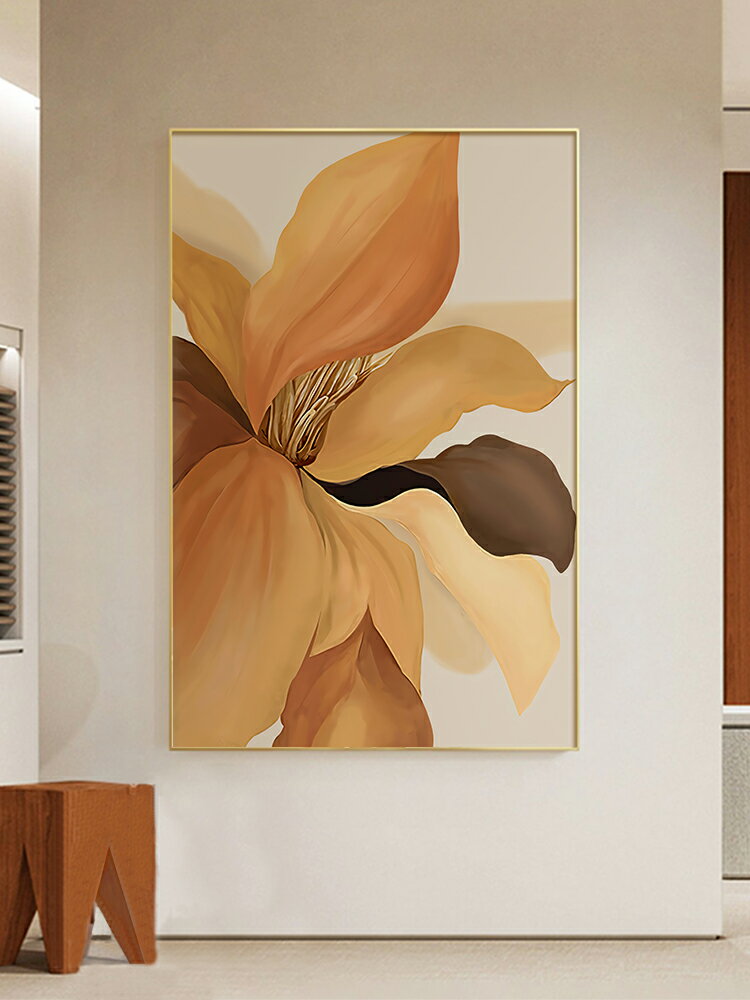 簡約現代客廳裝飾畫高級感牡丹花卉沙發背景墻壁畫落地畫玄關掛畫