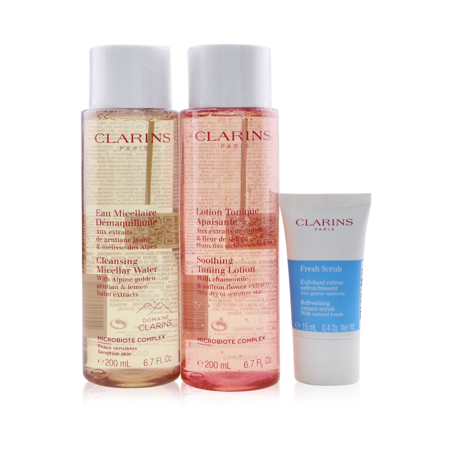 克蘭詩 (嬌韻詩) Clarins - 完美潔面套裝（非常乾燥或敏感肌膚）：潔膚水 200ml+ 爽膚水 200ml+ 爽膚磨砂膏 15ml+ 袋