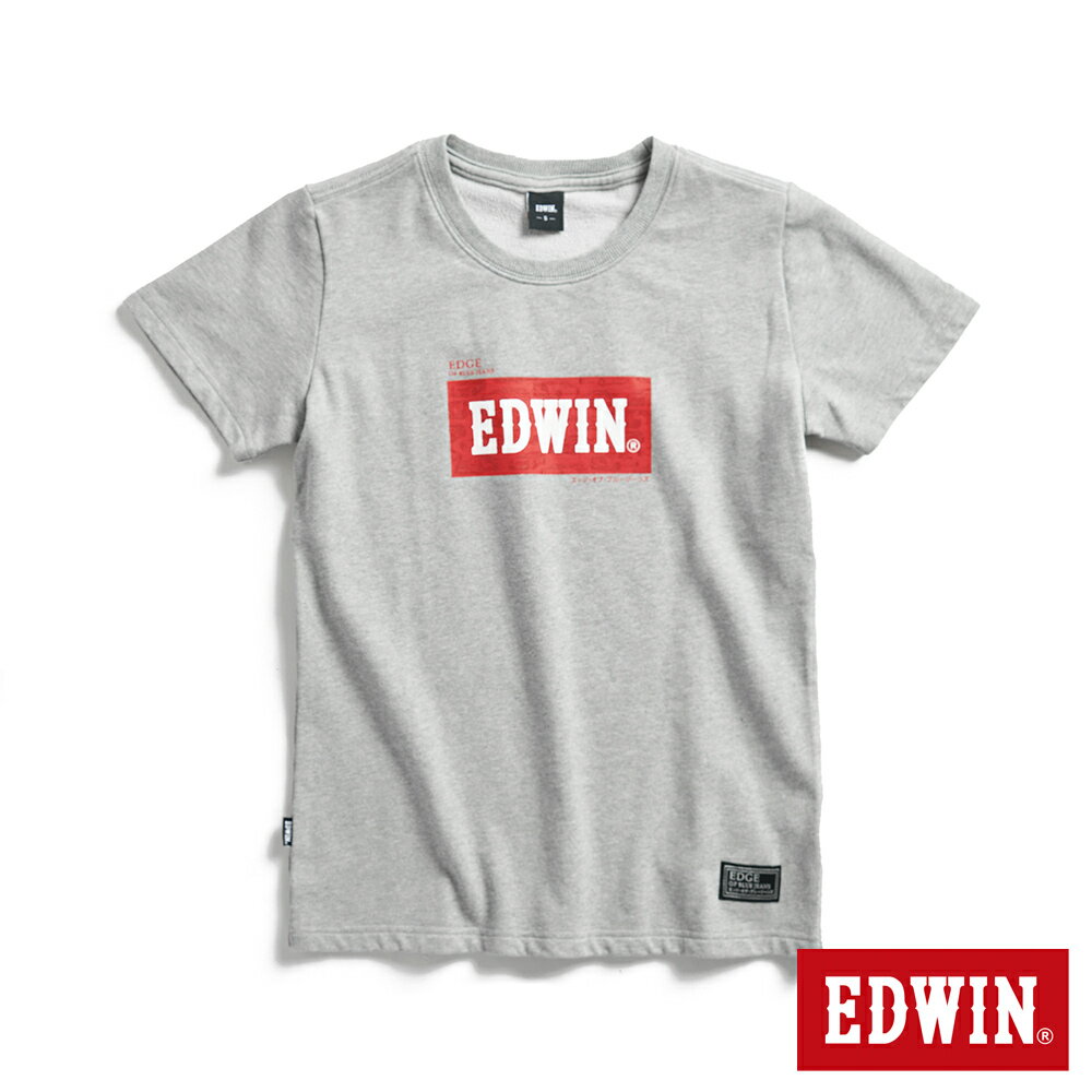 EDWIN EDGE系列 跑車BOX LOGO立體印花短袖T恤-女款 麻灰色