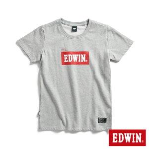 EDWIN EDGE系列 跑車BOX LOGO立體印花短袖T恤-女款 麻灰色