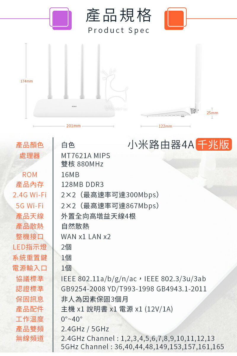 小米路由器4a 千兆版 網路分享器 路由器 四天線 支援2.4G/5G 雙頻路由器 智慧限速 兒童安全上網 防止盜連 9
