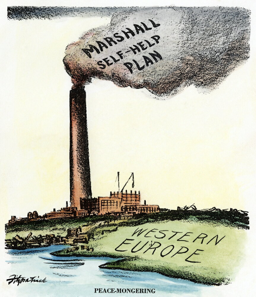 Posterazzi: Cartoon Marshall Plan 1947 Peace-Mongering ...