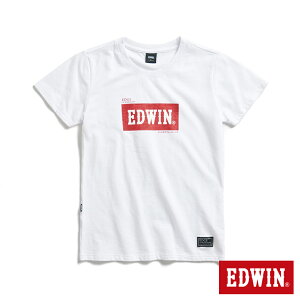 EDWIN EDGE系列 跑車BOX LOGO立體印花短袖T恤-女款 白色