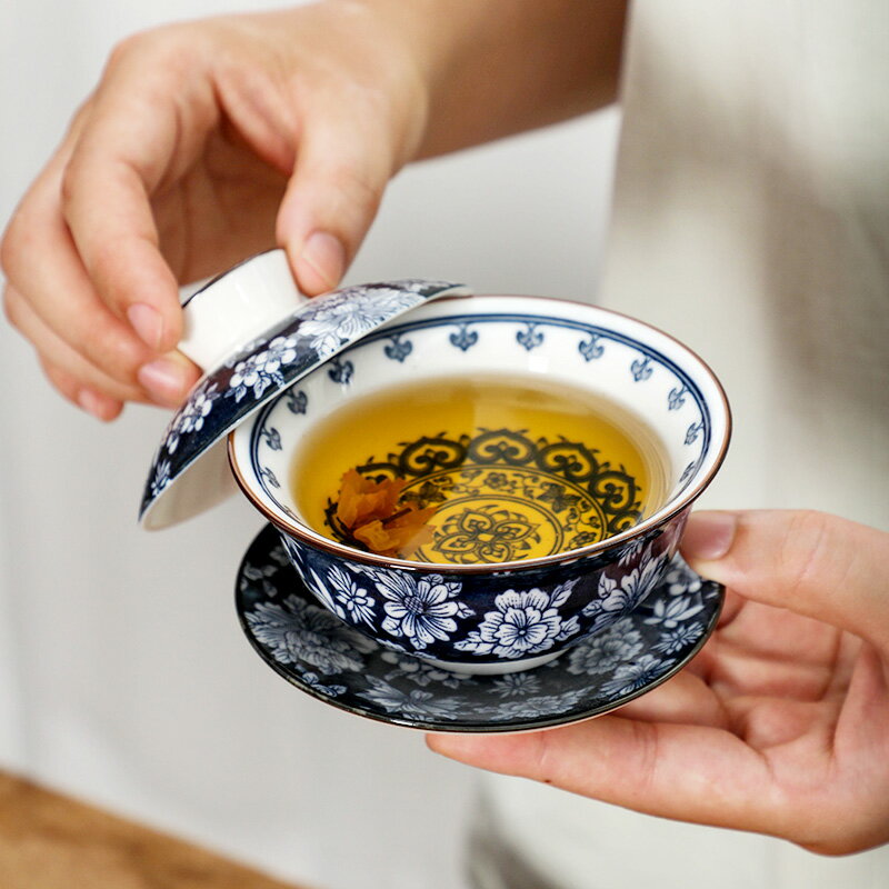 白瓷茶具套裝功夫茶杯家用客廳辦公室會客德化泡茶陶瓷蓋碗E