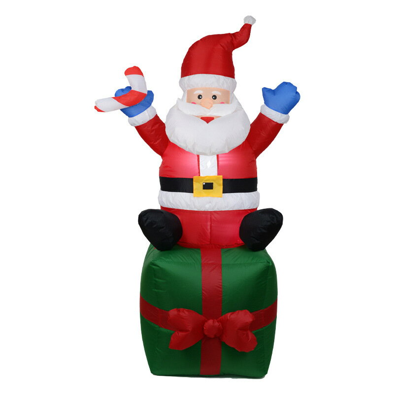 聖誕節裝飾 跨境爆款圣誕節庭院裝飾禮品 1.8米充氣玩具圣誕老人坐禮包批發 嘻哈戶外專營店