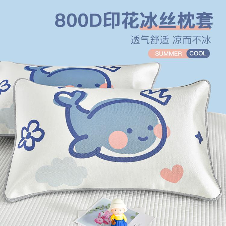 800D兒童冰絲枕套一對裝男孩卡通夏季寶寶幼兒園涼席枕頭套30×50