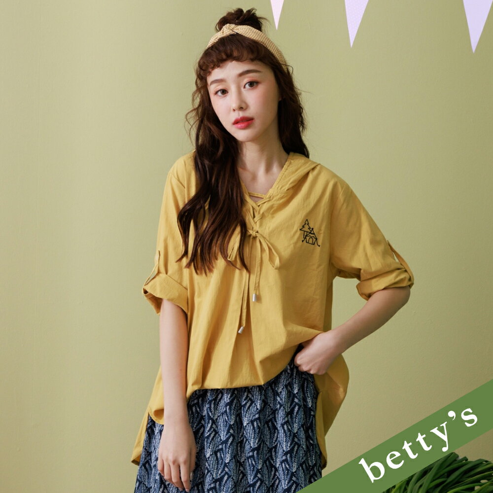 betty’s貝蒂思 露營連帽綁帶上衣(深黃色)