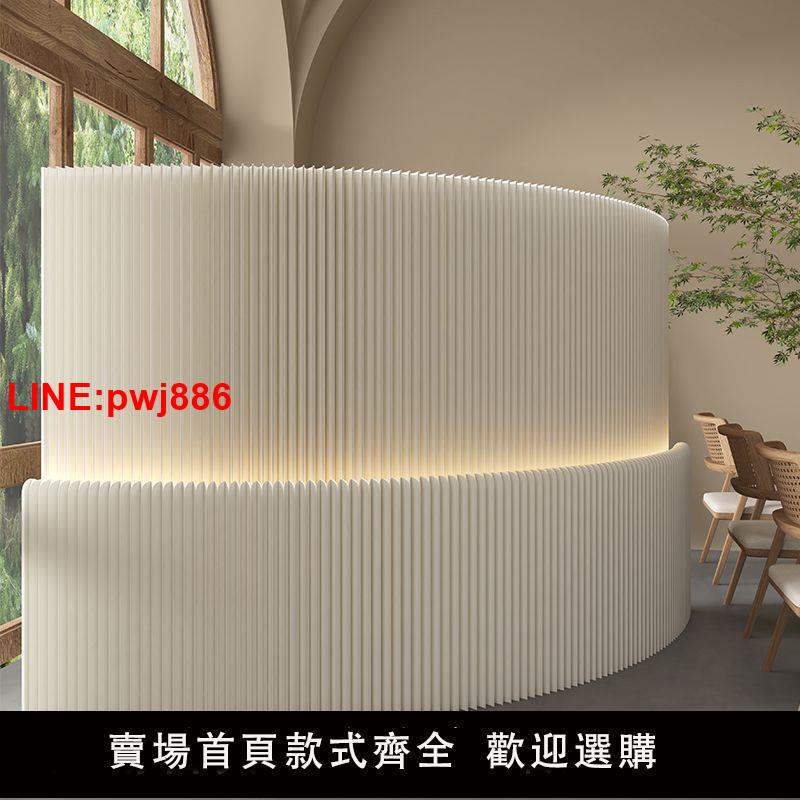 {臺灣公司 可開發票}發光高低墻紙屏風隔斷辦公室隔擋玄關客廳擋板折疊移動直播背景板