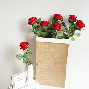 單支玫瑰仿真花 高檔假花絹花 仿真花客廳臥室玫瑰擺件結婚裝飾