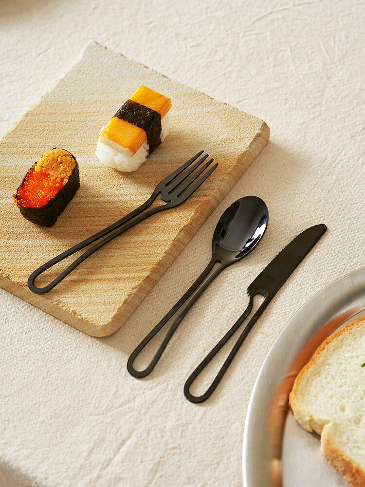 空靈 鏤空牛排刀叉 西餐餐具ins風甜品餐刀三件套刀叉勺套裝