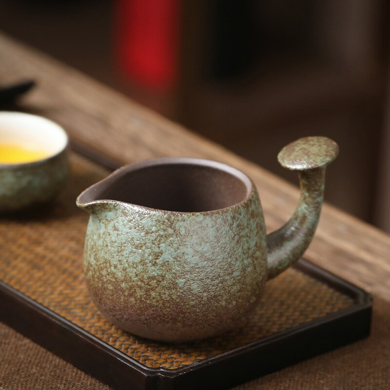 陶福氣 復古綠陶公道杯 家用日式均茶杯分茶器茶海公道杯茶具零配