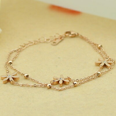 現貨+預購 玫瑰金手鍊 鑲鑽銀飾-精美時尚雛菊母親節生日情人節禮物女飾品71ah8【獨家進口】【米蘭精品】 1