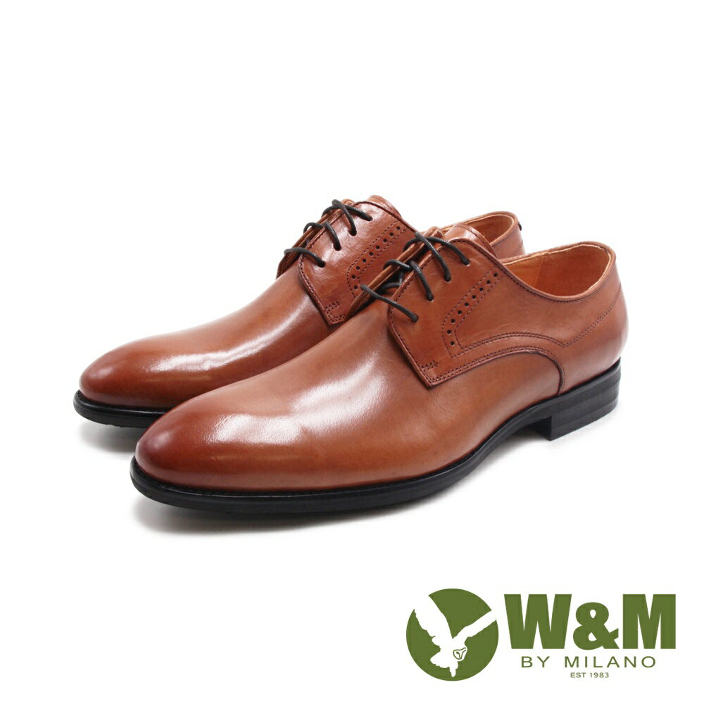 W&M (男) 經典壓線商務正裝鞋 男鞋－淺棕色(另有黑色)