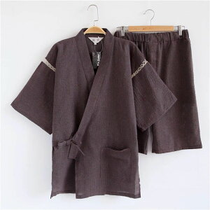 日式和服（男） 新款出口日本單男士日式棉麻和服甚平睡衣套裝汗蒸服夏季涼快薄款【DD45347】