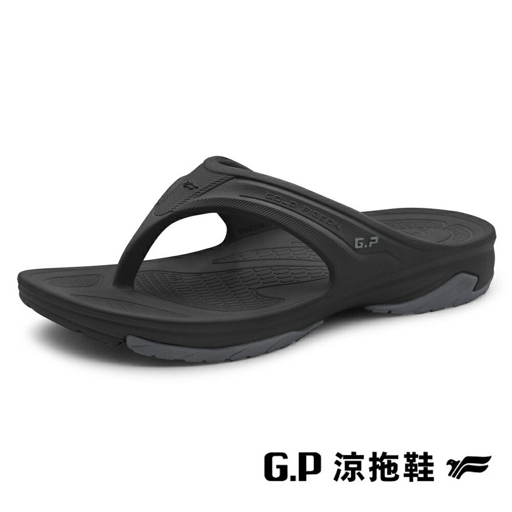 G.P(男女共同款)AQUOS綠藻彈力夾腳拖鞋 男女鞋-黑色 治裝激推