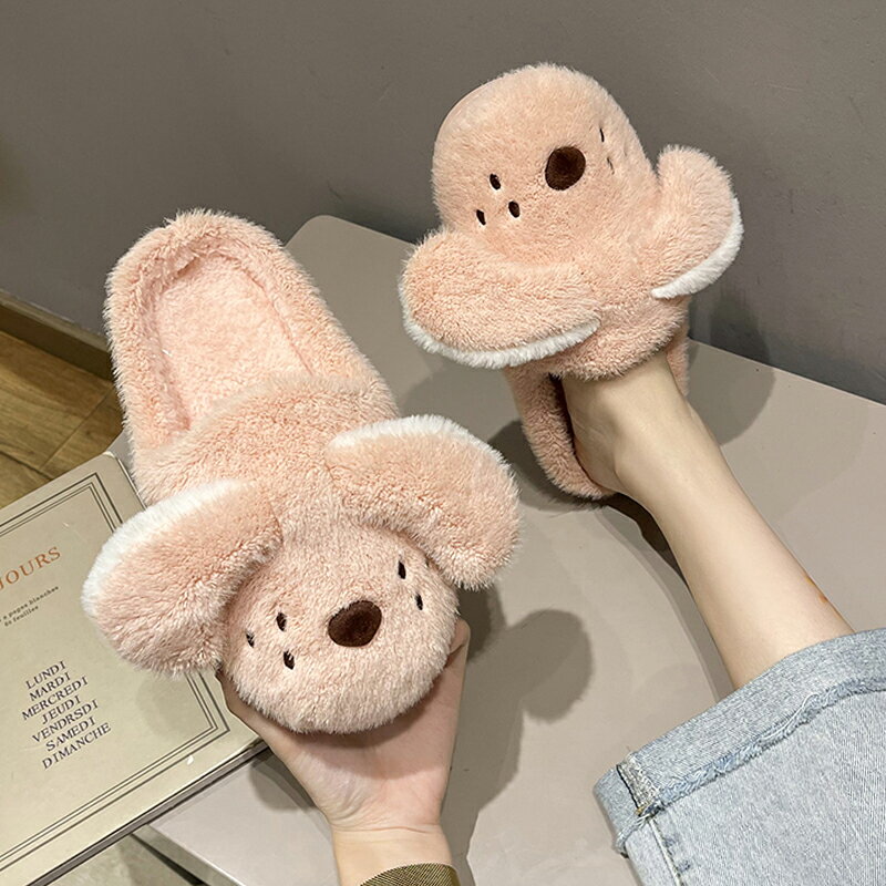 宿舍居家軟綿綿冬天拖鞋女少女兔兔可愛毛毛防滑包頭韓版拖鞋學生