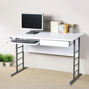 馬克120cm書桌-白色加厚桌面(附抽屜.鍵盤架)❘電腦桌/書桌/工作桌/辦公桌【YoStyle】