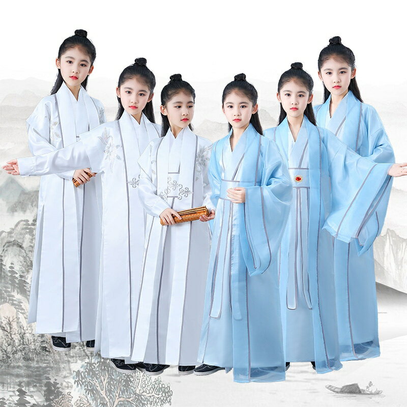 兒童男童漢服國學服朗誦表演服中國風三字經弟子規古裝書童演出服