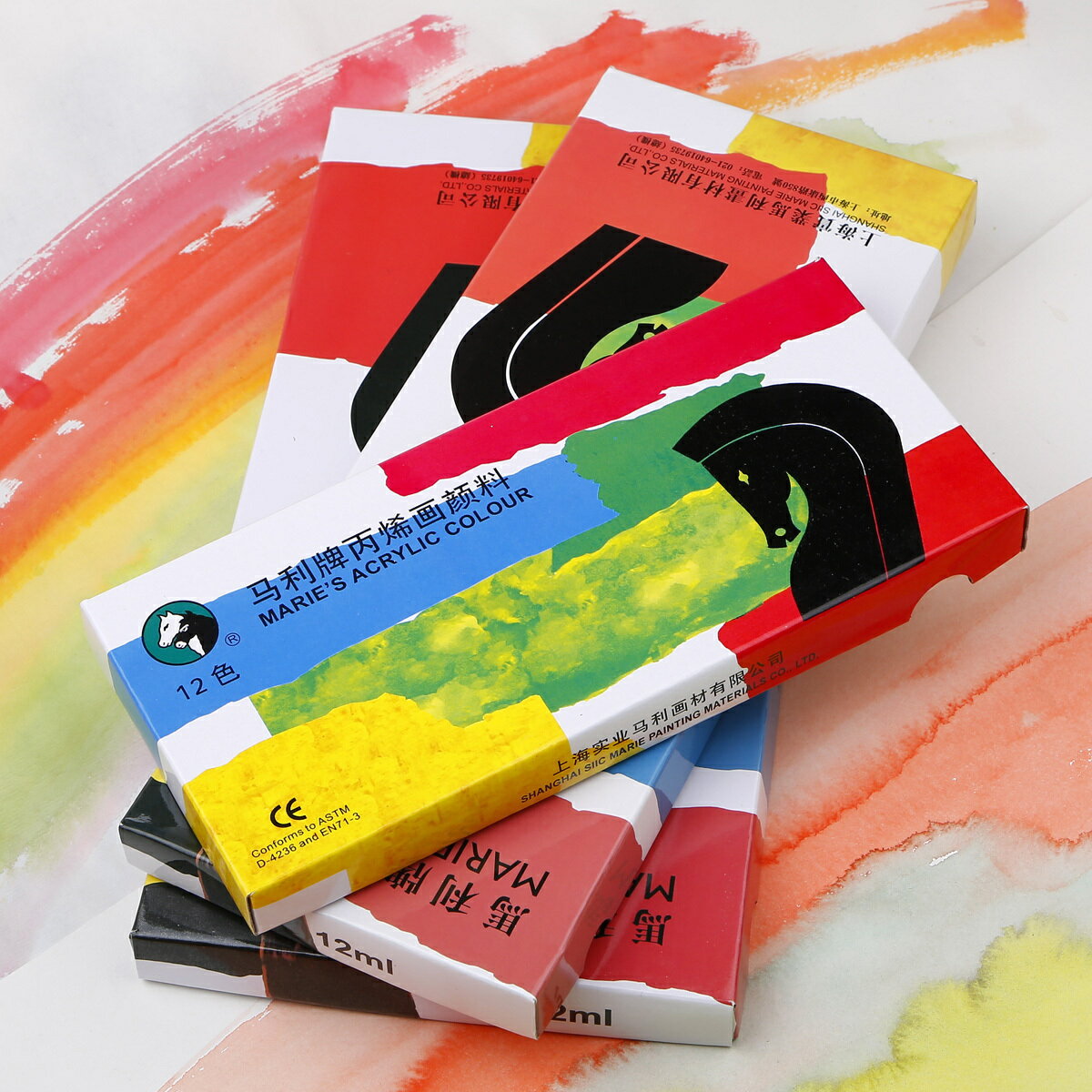 馬利牌 12色 18色 24色12ml丙烯顏料 防水紡織手繪 墻繪繪畫顏料