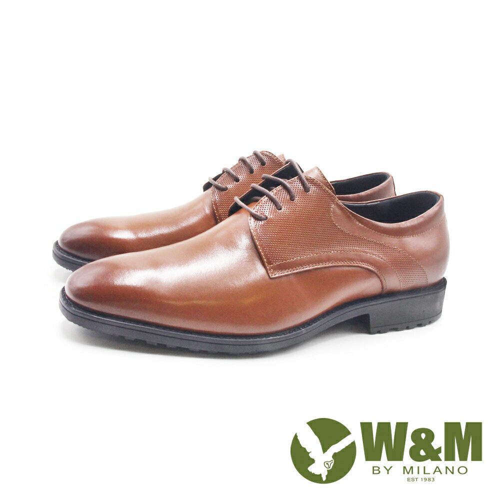 W&M(男)側點壓紋造型線條輕量型皮鞋 男鞋-棕色